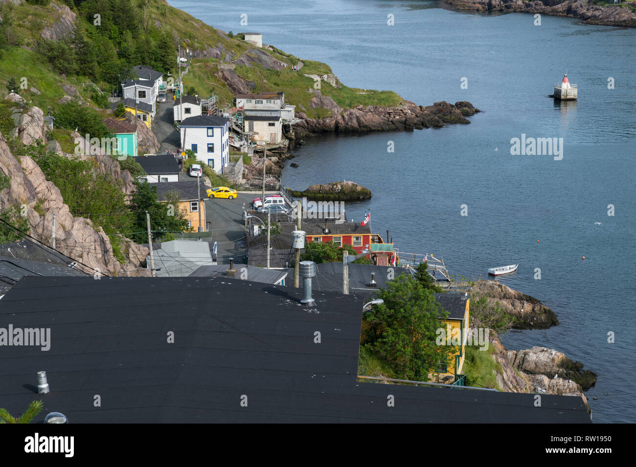 Residential homes, in The Battery area, Downtown St. John's, Newfoundland, Summer, 2018 Stock