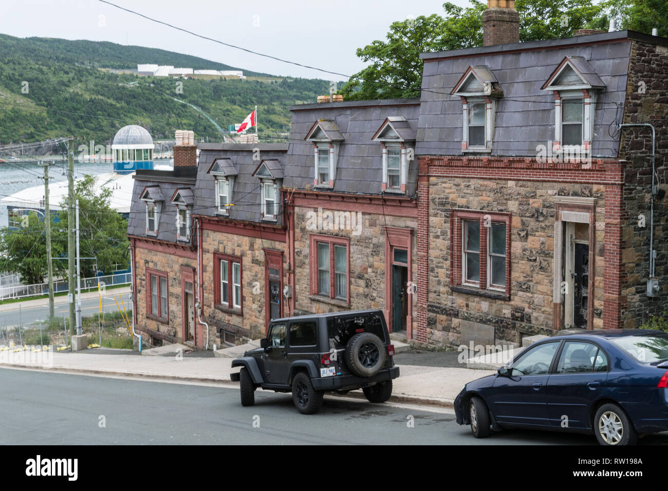 Residential homes, in near The Battery area, Downtown St. John's, Newfoundland, Summer, 2018 Stock Photo