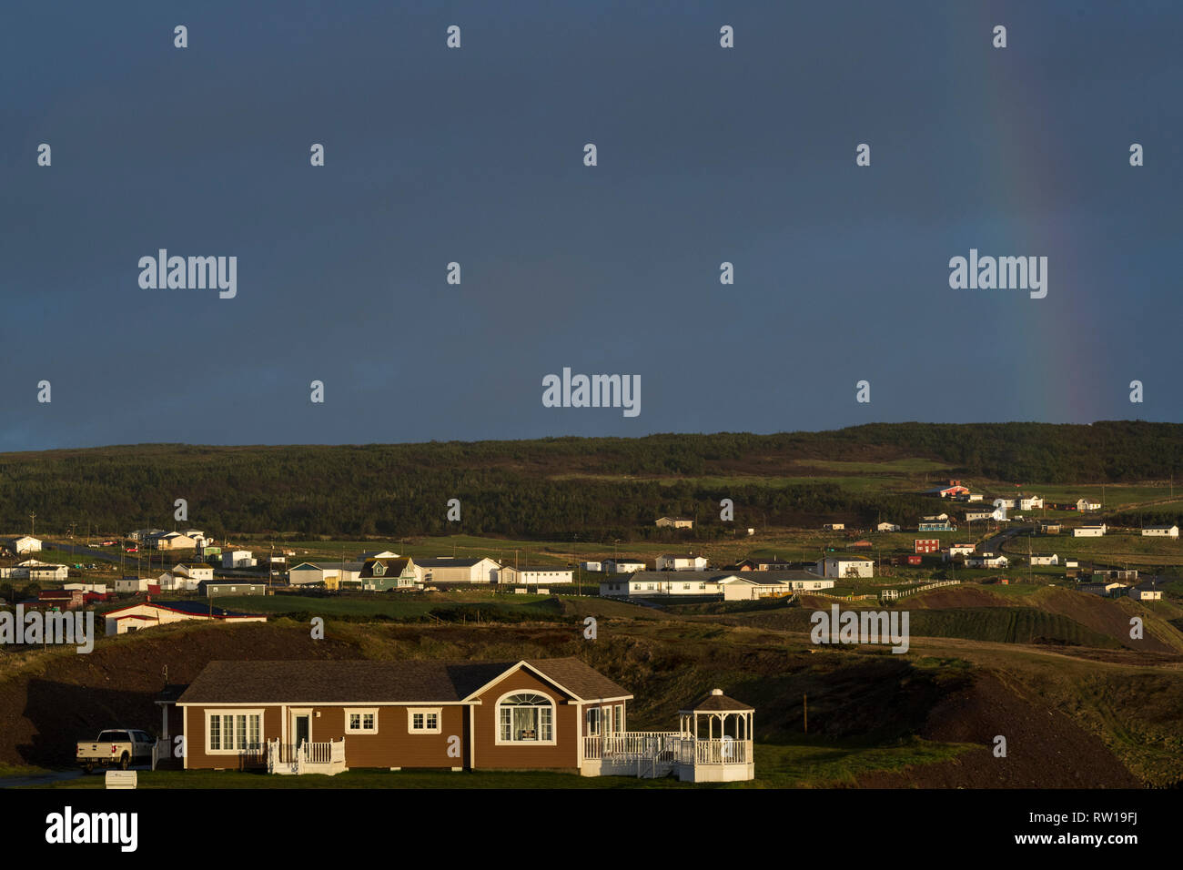 Village of St. Bride's, Newfoundland in Summer, after the rain, with a