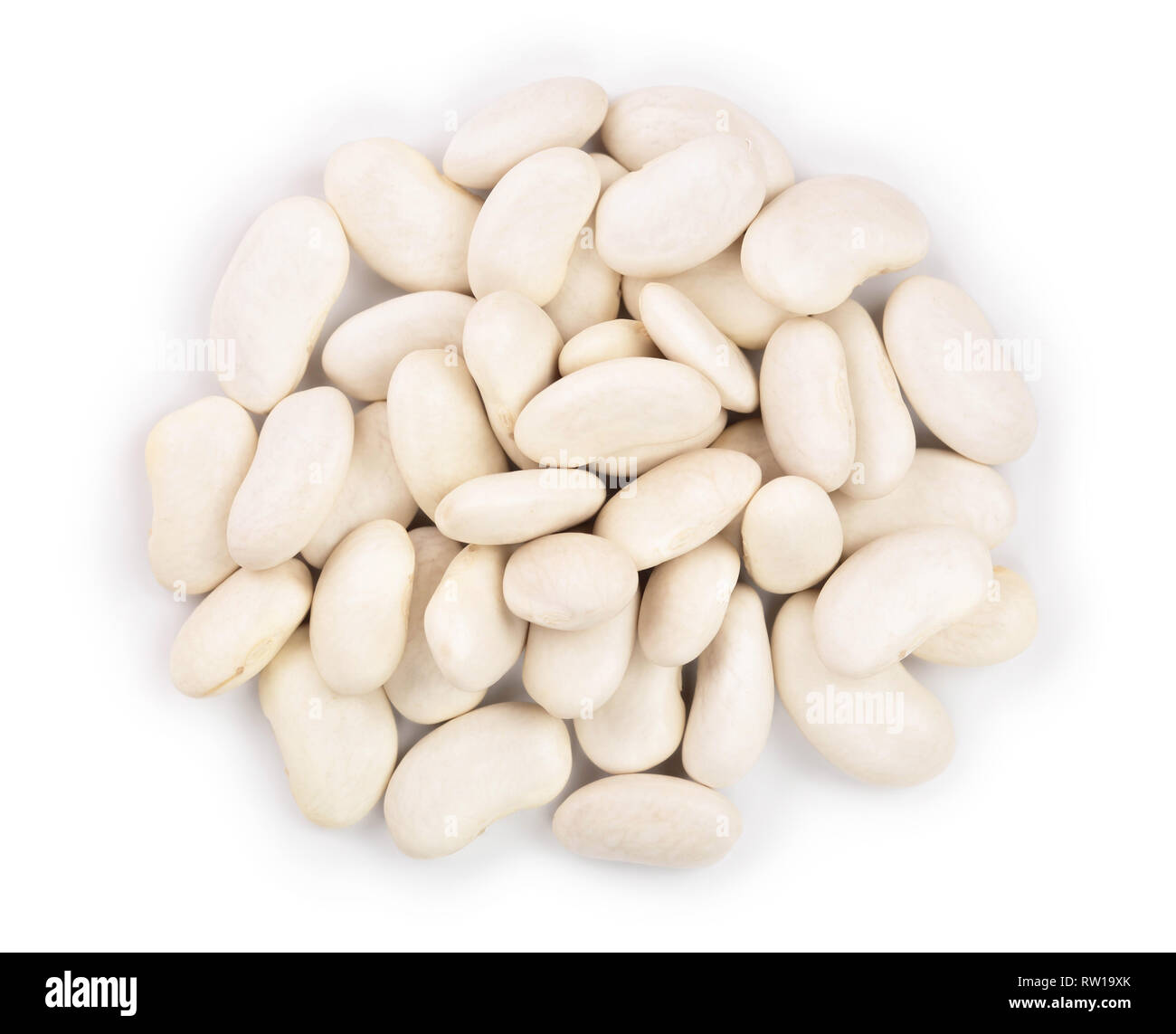 white kidney bean isolated on white background. Top view. Flat lay Stock Photo