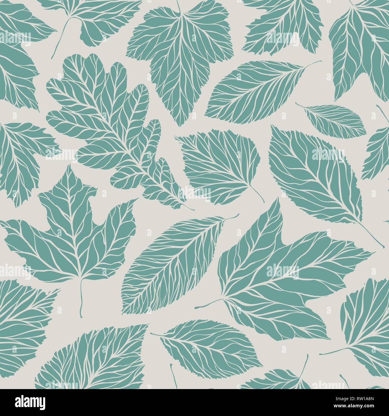 Seamless background. Decorative leaves pattern. Vintage vector illustration Stock Vector