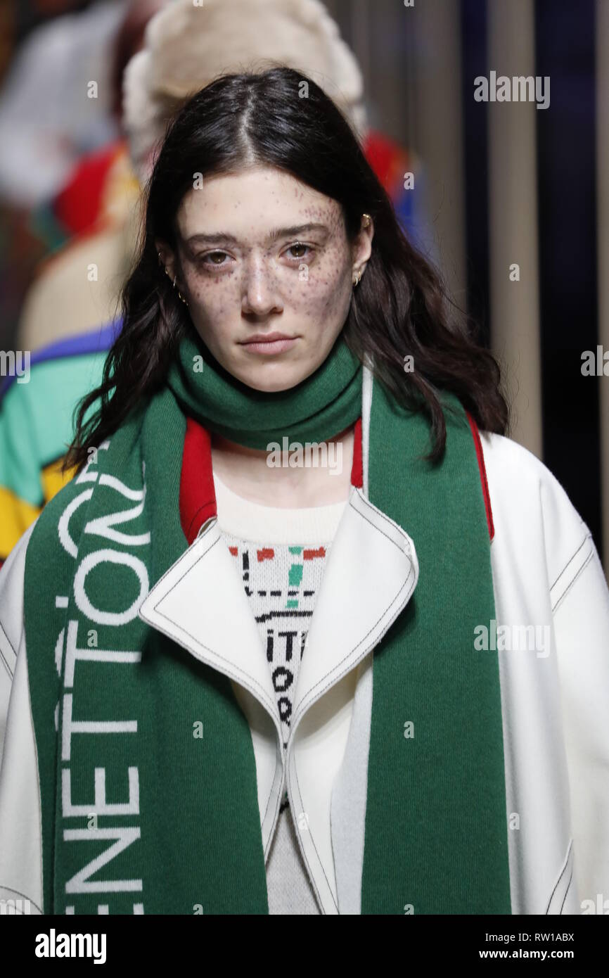 MILAN, ITALY - FEBRUARY 19: Models walk the runway finale at the United  Colors Of Benetton show at Milan Fashion Week Autumn/Winter 2019/20 Stock  Photo - Alamy