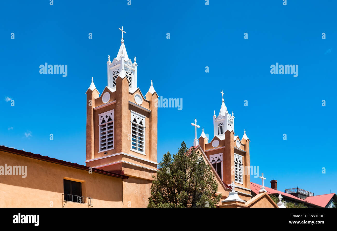 San Felipe de Neri Parish Church in the old town of Albuquerque Stock Photo