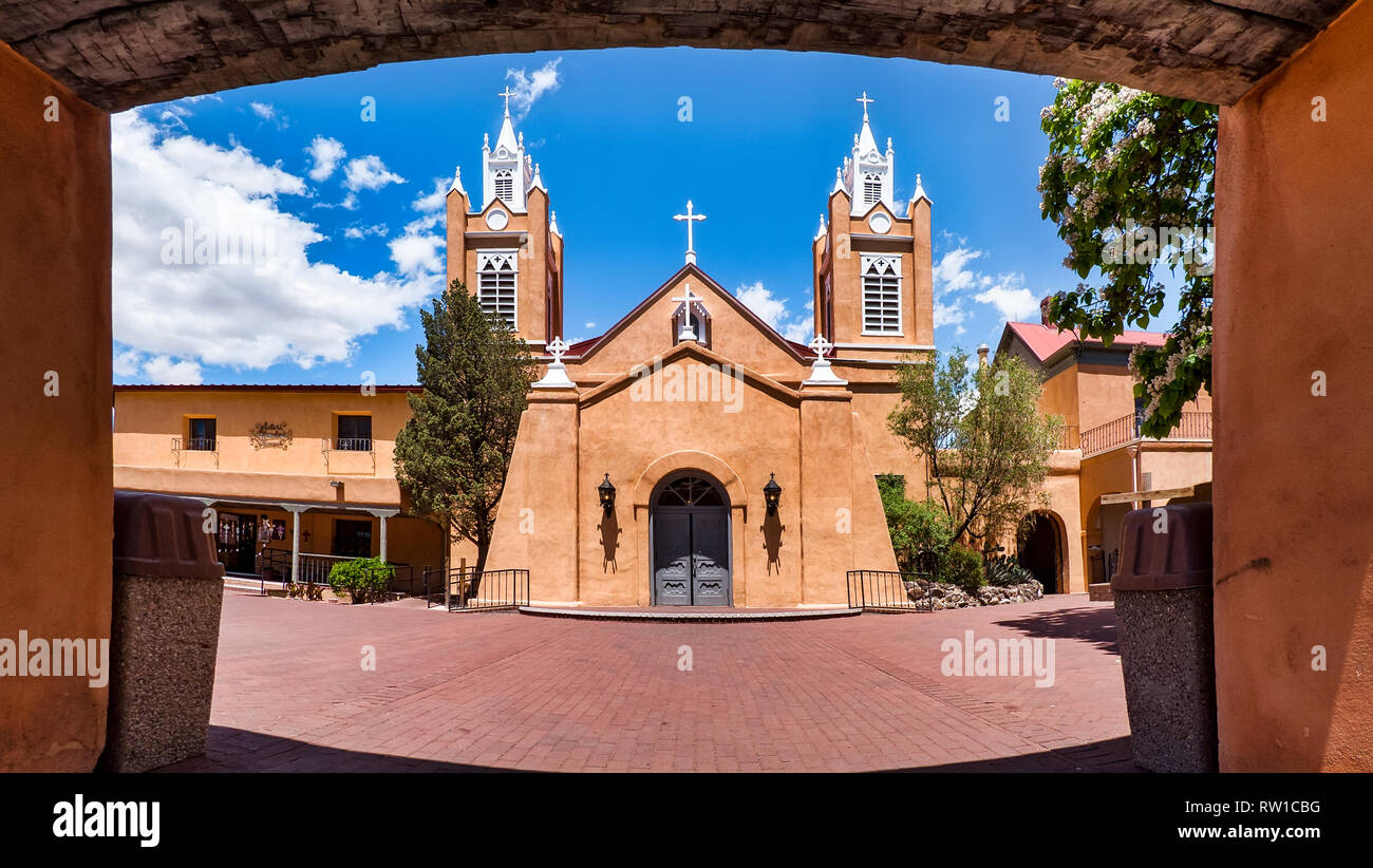 San Felipe de Neri Parish Church in the old town of Albuquerque Stock Photo