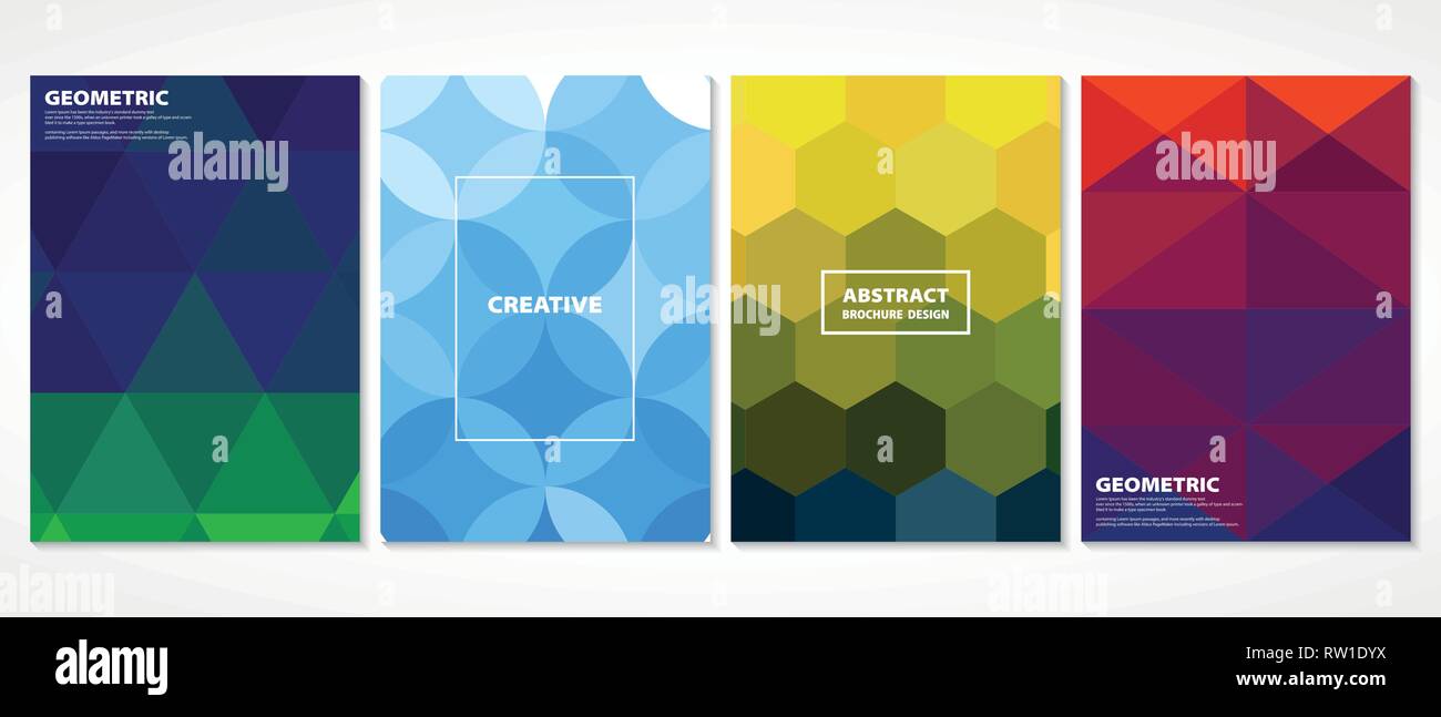 Abstract colorful minimal mosaic covers. Decorating in geometric shape ...