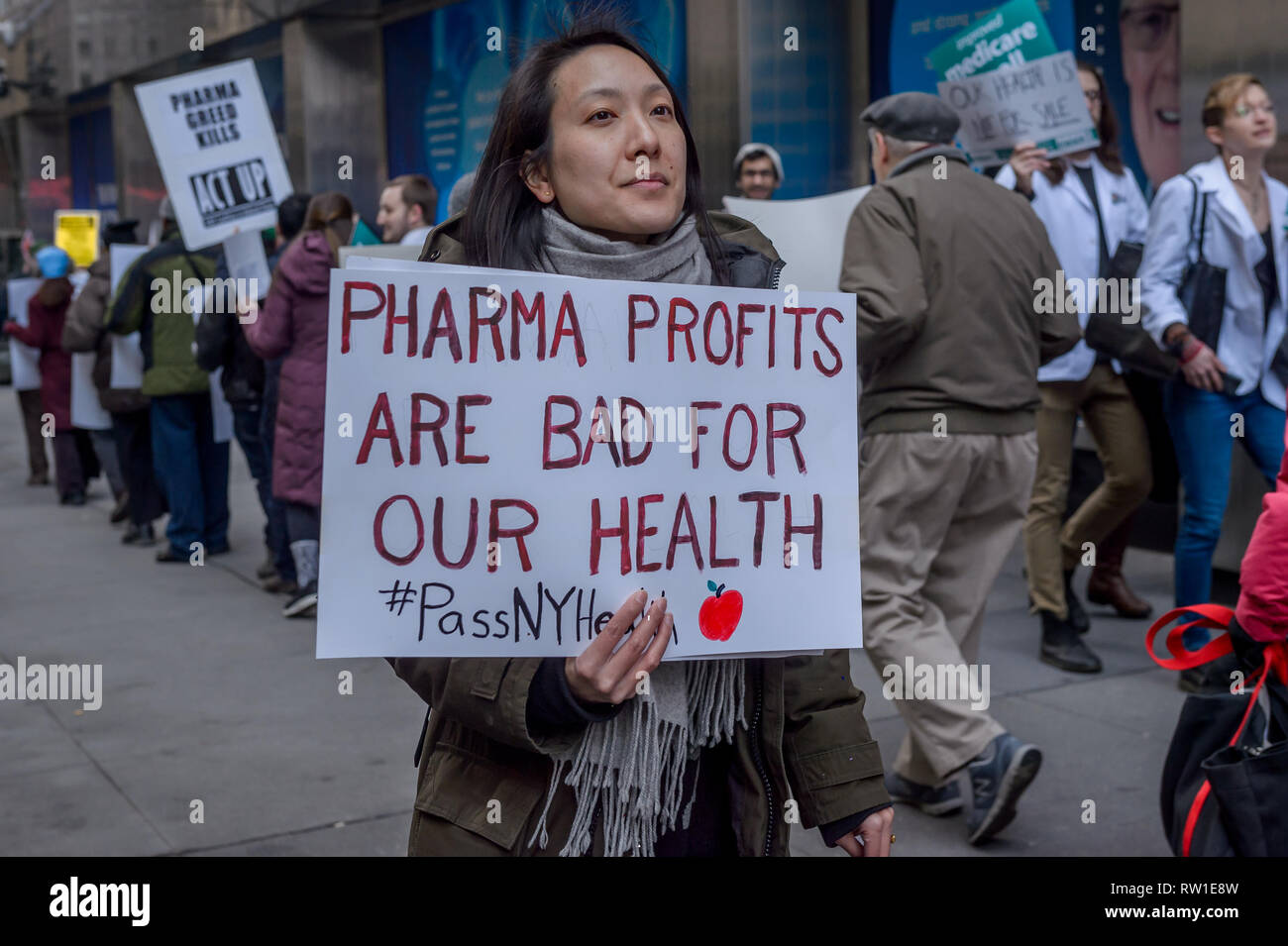 Pfizer Protest New York, United States. 03rd Mar, 2019. Medical professionals, medical ...