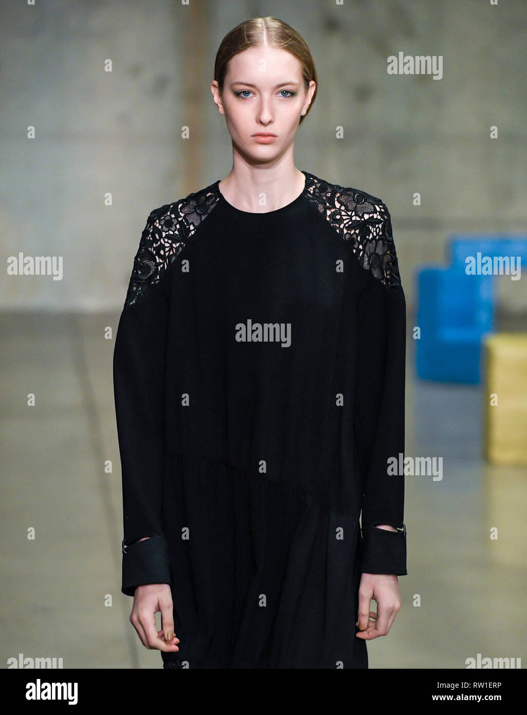 New York, New York - February 10, 2019: A model walks the runway at ...