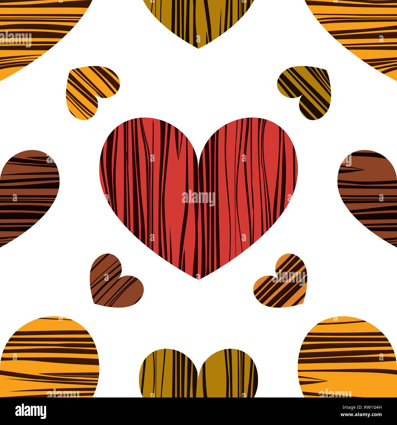 Multicolor hearts. Vector illustration. Seamless pattern background. Tracery for fabric. Stock Vector