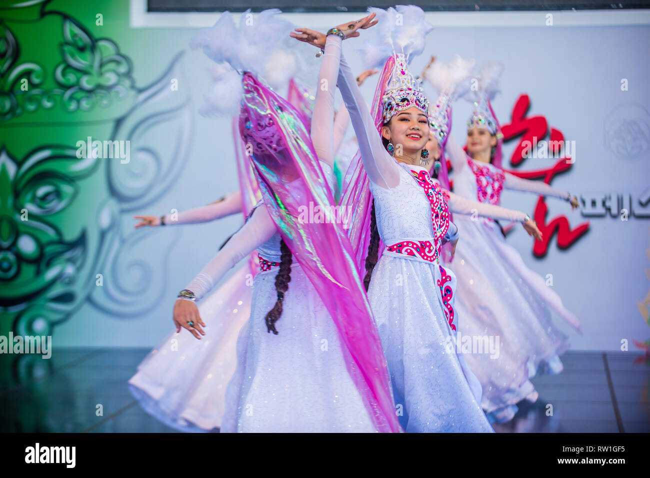 Dancers from the Exemplary Choreographic Ensemble Sholpan perform at the Maskdance festival held in Andong South Korea Stock Photo