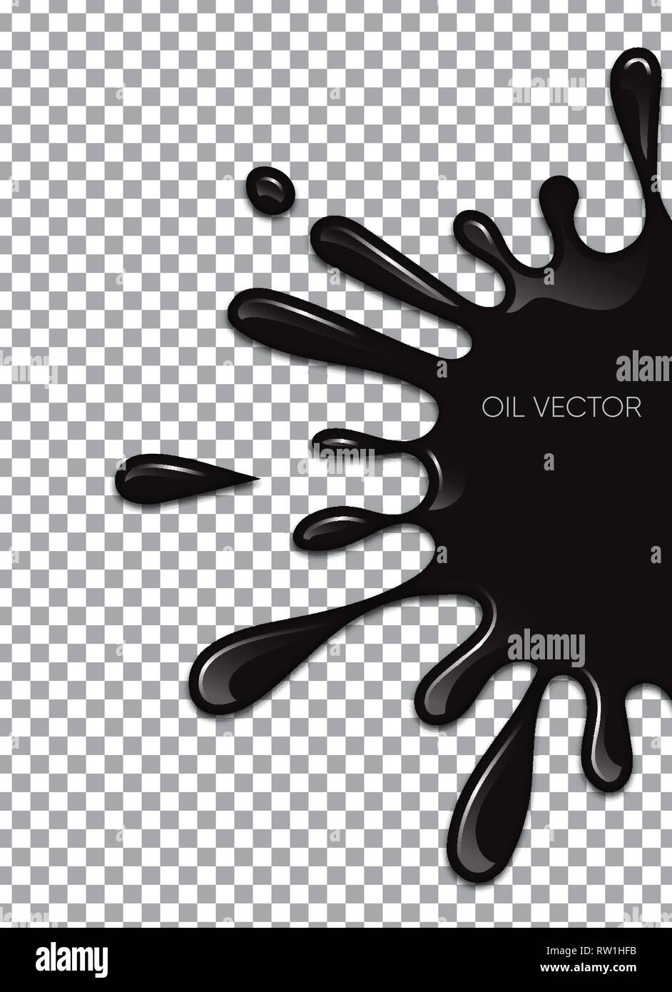 Oil spill splash isolated on transparent background. Black oil blot