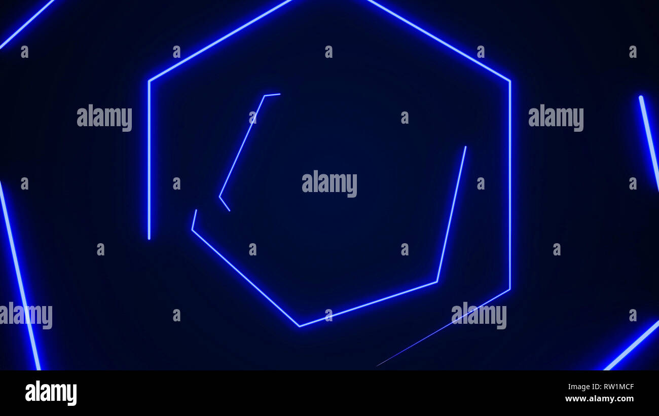 Futuristic HUD hexagon tunnel VJ background. 4K Neon motion graphics ...
