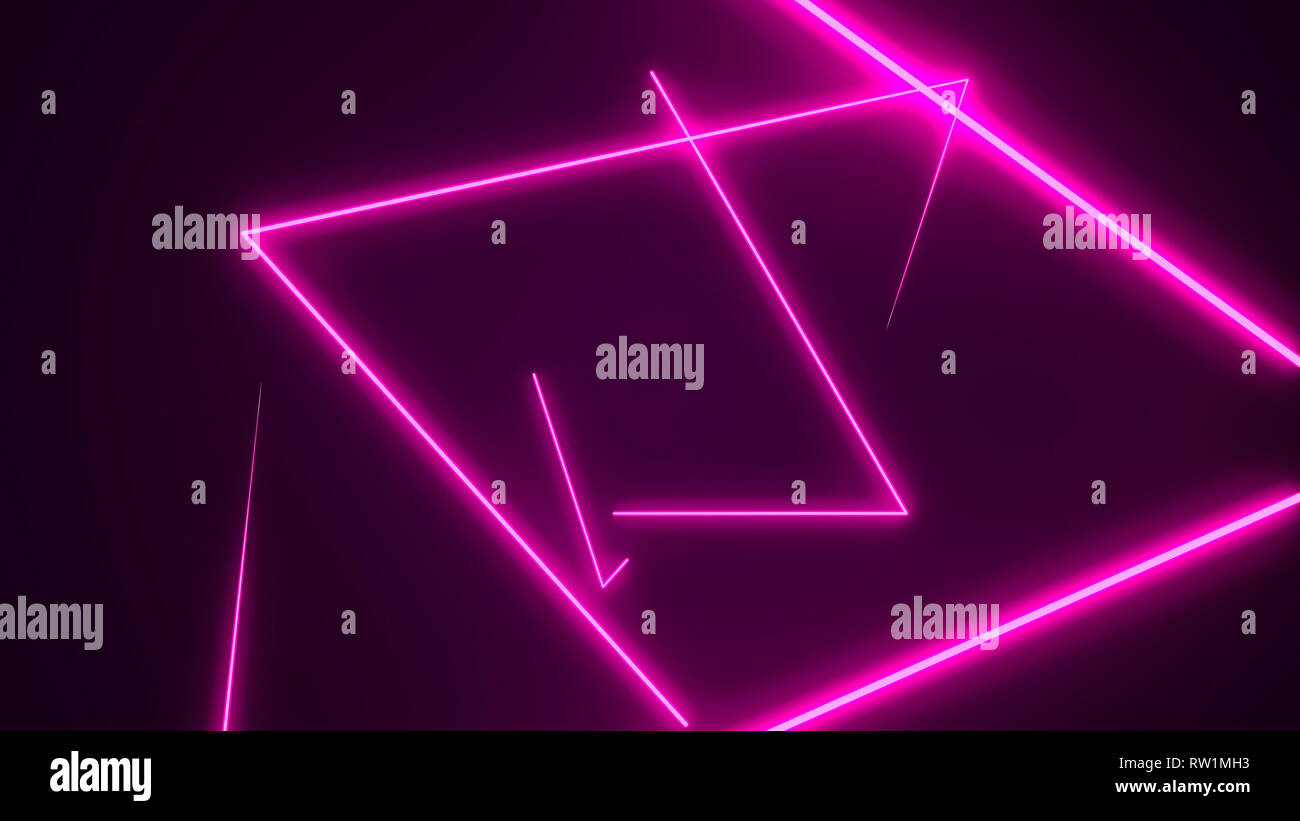 Futuristic HUD triangle tunnel VJ background. 4K Neon motion graphics for LED Stock Photo