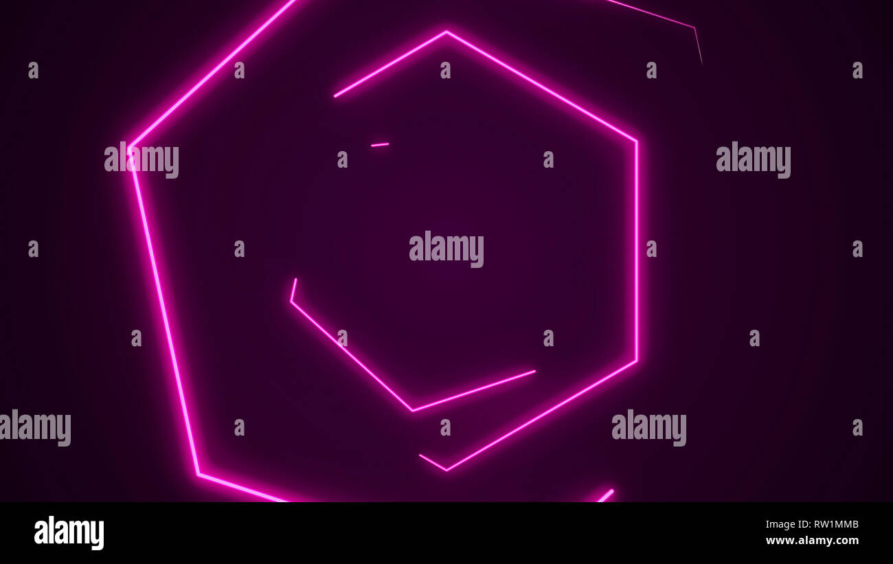 Futuristic HUD hexagon tunnel VJ background. 4K Neon motion graphics ...
