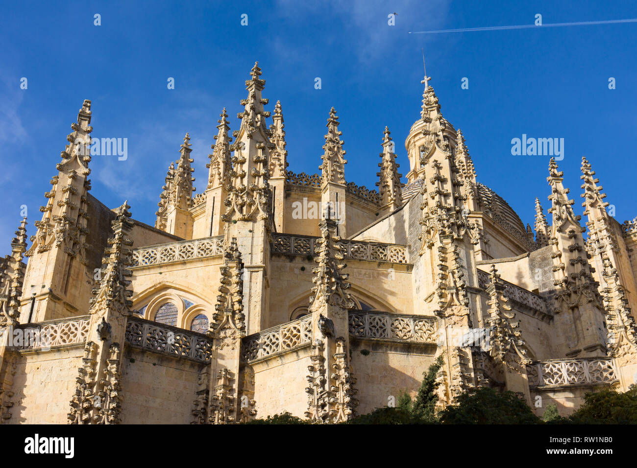 Detail of architecture and columns of Catedral de Segovia, Segovia Cathedral, Segovia, Spain Stock Photo