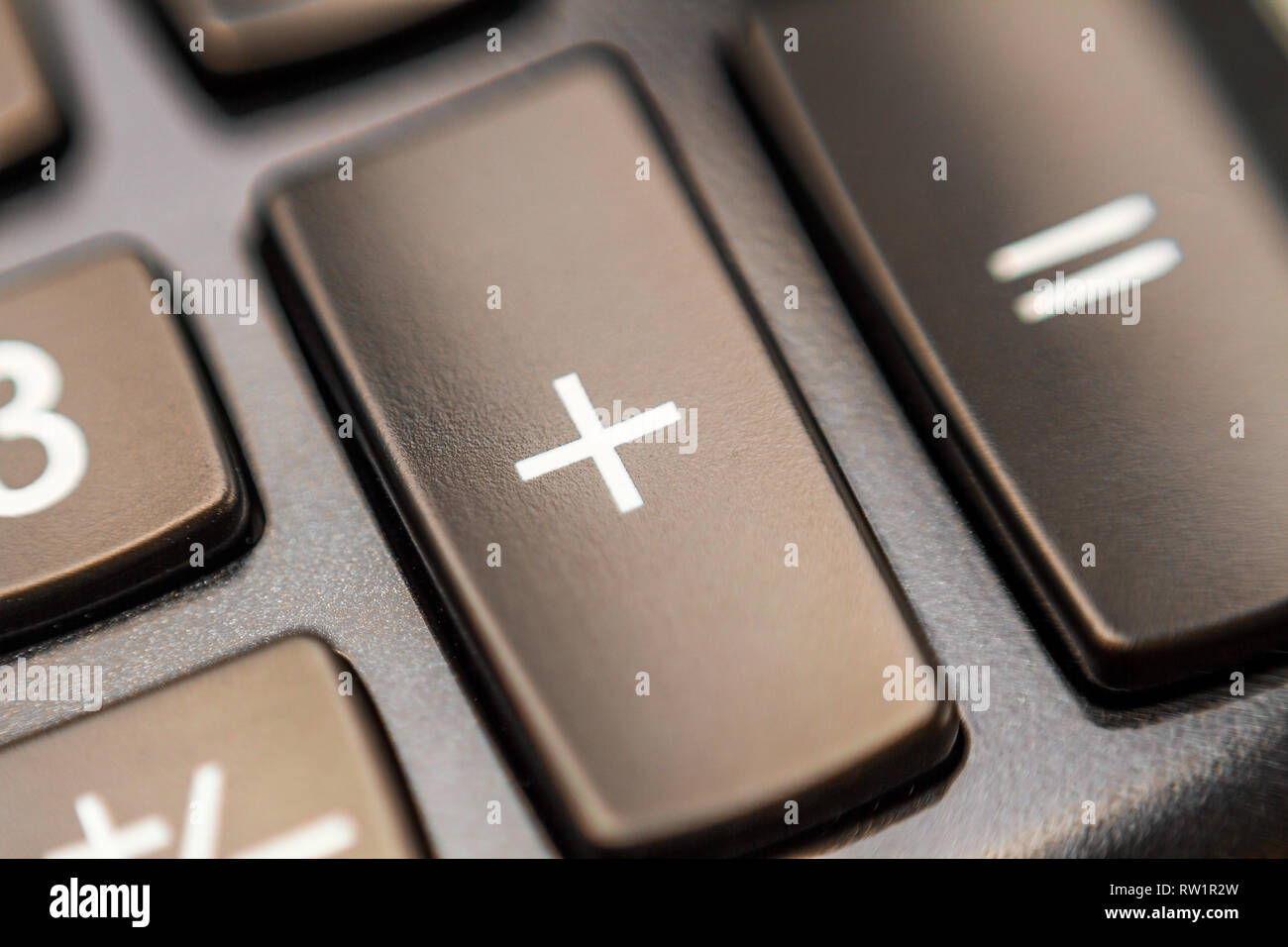 Calculator + and = keys isolated macro calculator keys business Stock