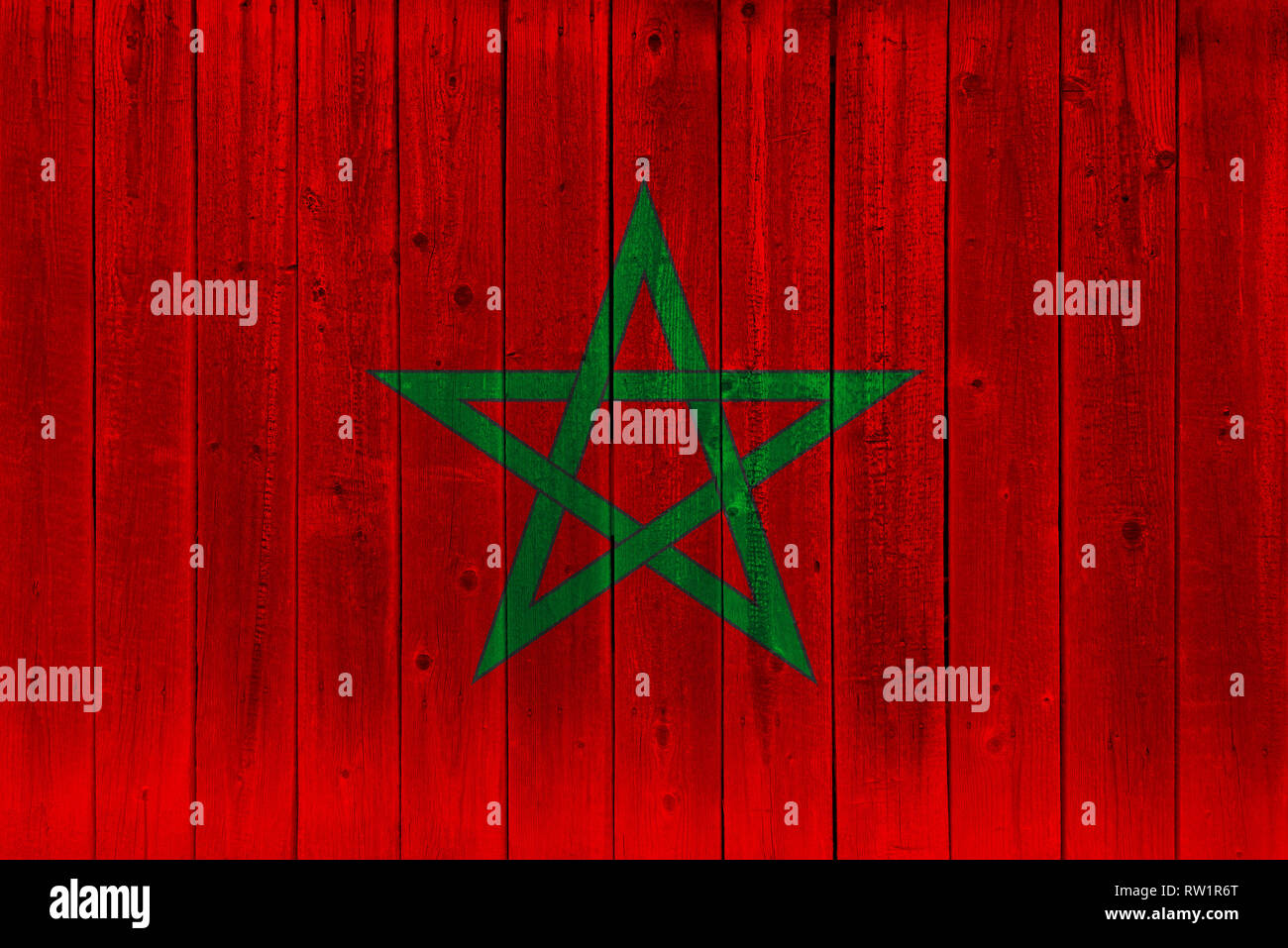 Morocco flag painted on old wood plank. Patriotic background. National ...