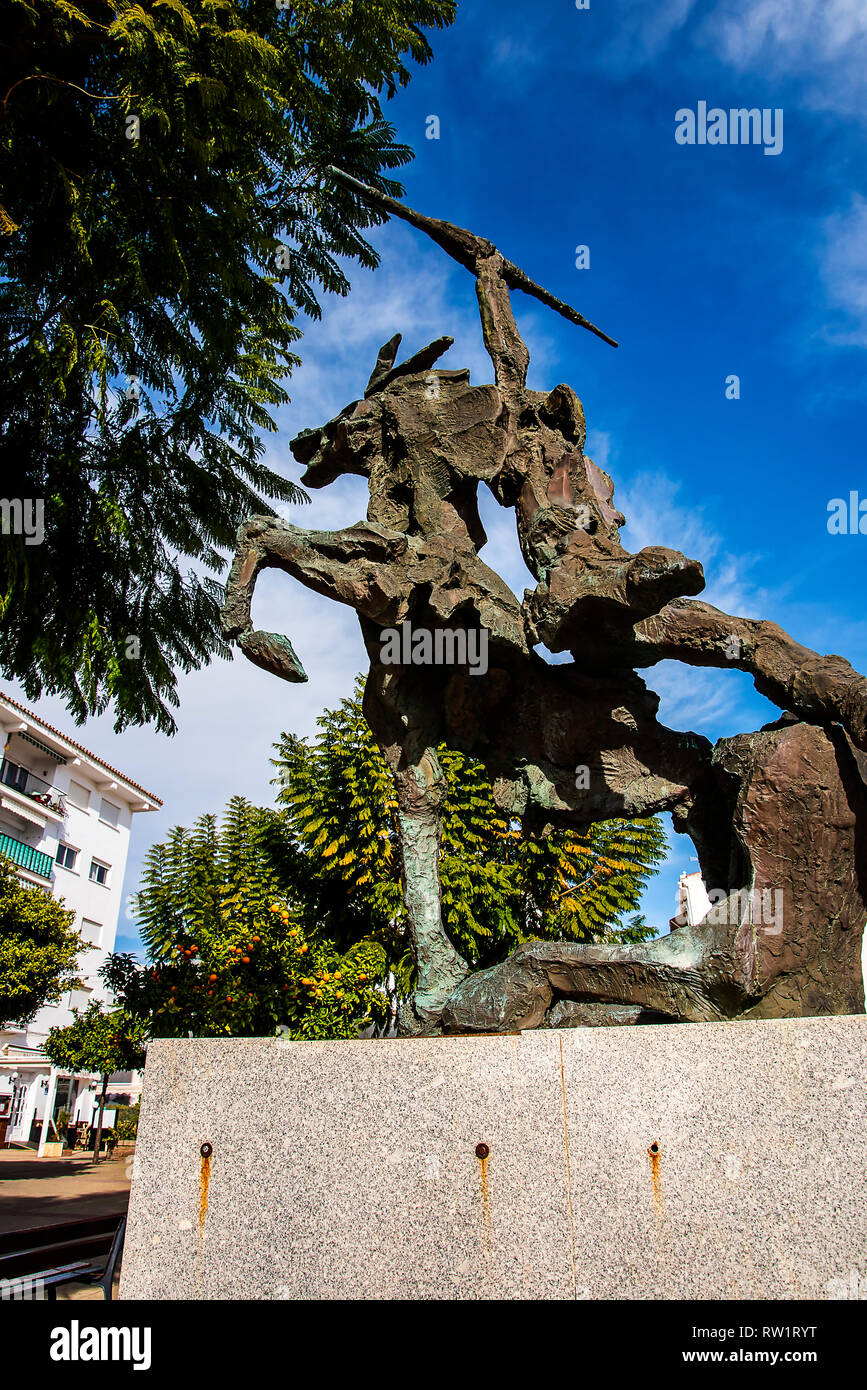 Statue of Don Quixote in the resort of Nerja on the Costa del Sol in Spain Stock Photo