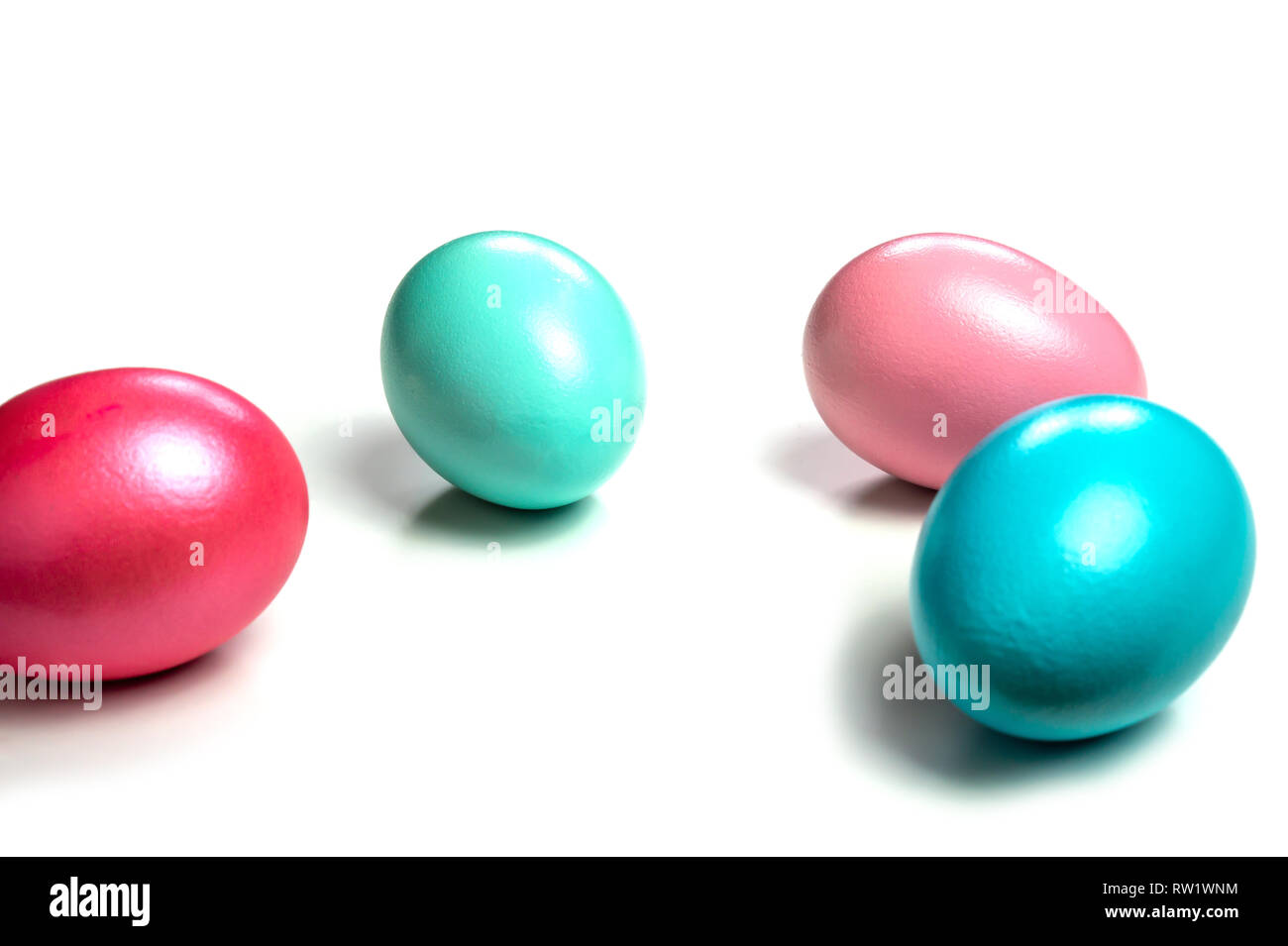 colorful easter eggs isolated on white background with shadows Stock Photo