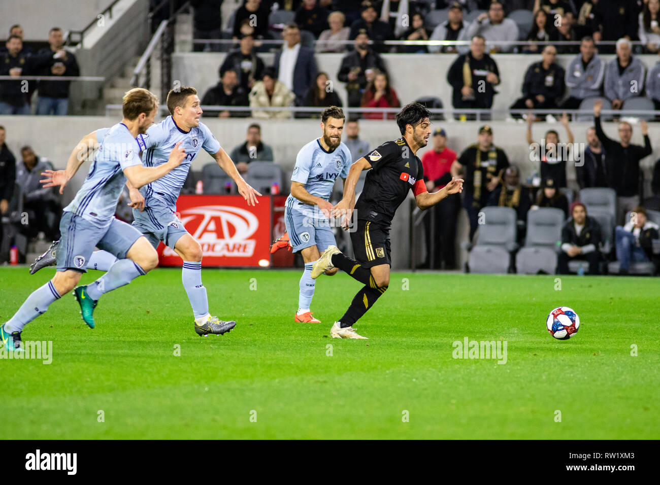 Los Angeles, USA. 3rd March, 2019. Carlos Vela (10) leads the pack during LAFC's season opening 2-1 win over Sportsin KC. Credit: Ben Nichols/Alamy Live News Stock Photo