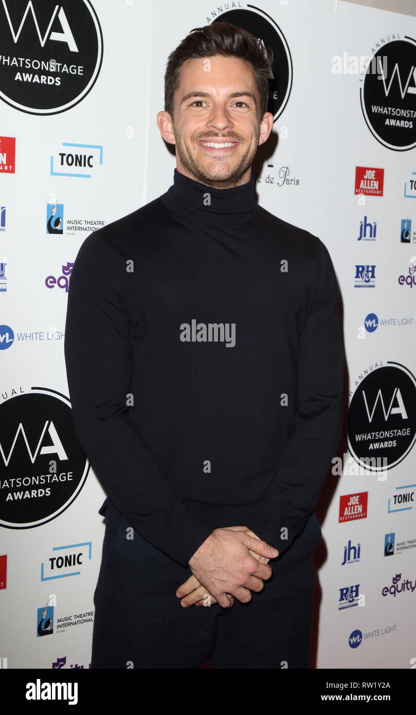 Jonathan Bailey at the Whatsonstage Awards 2019 at the Prince of Wales