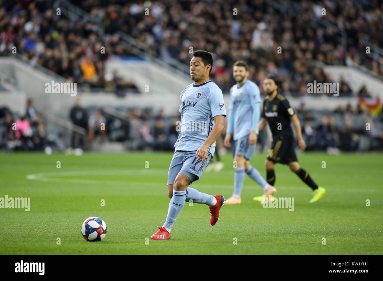 Los Angeles, CA, USA. 03rd Mar, 2019. MLS 2019: Sporting Kansas City midfielder Roger Espinoza #17 during the Los Angeles Football Club vs Sporting KC at BANC OF CALIFORNIA Stadium in Los Angeles, Ca on March 03, 2019. Photo by Jevone Moore Credit: csm/Alamy Live News Stock Photo