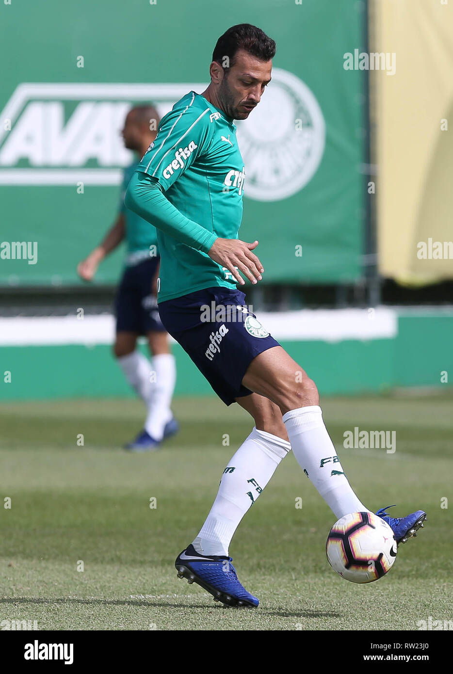 SO PAULO, SP - 04.03.2019: TREINO DO PALMEIRAS - The player Edu Dracena,  from SE Palmeiras, during training, at the Football Academy. (Photo: Cesar  Greco/Fotoarena Stock Photo - Alamy