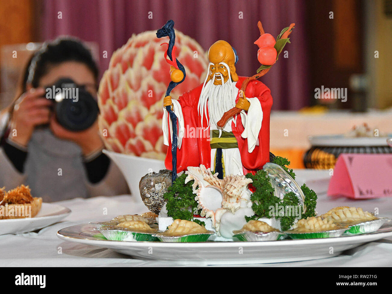 Yantai, China. 4th Mar, 2019. Various food can be seen at the Shandong Cuisine Expo is held in Yantai, east China'sShandong Province. (Credit Image: © SIPA Asia via ZUMA Wire) Credit: ZUMA Press, Inc./Alamy Live News Stock Photo