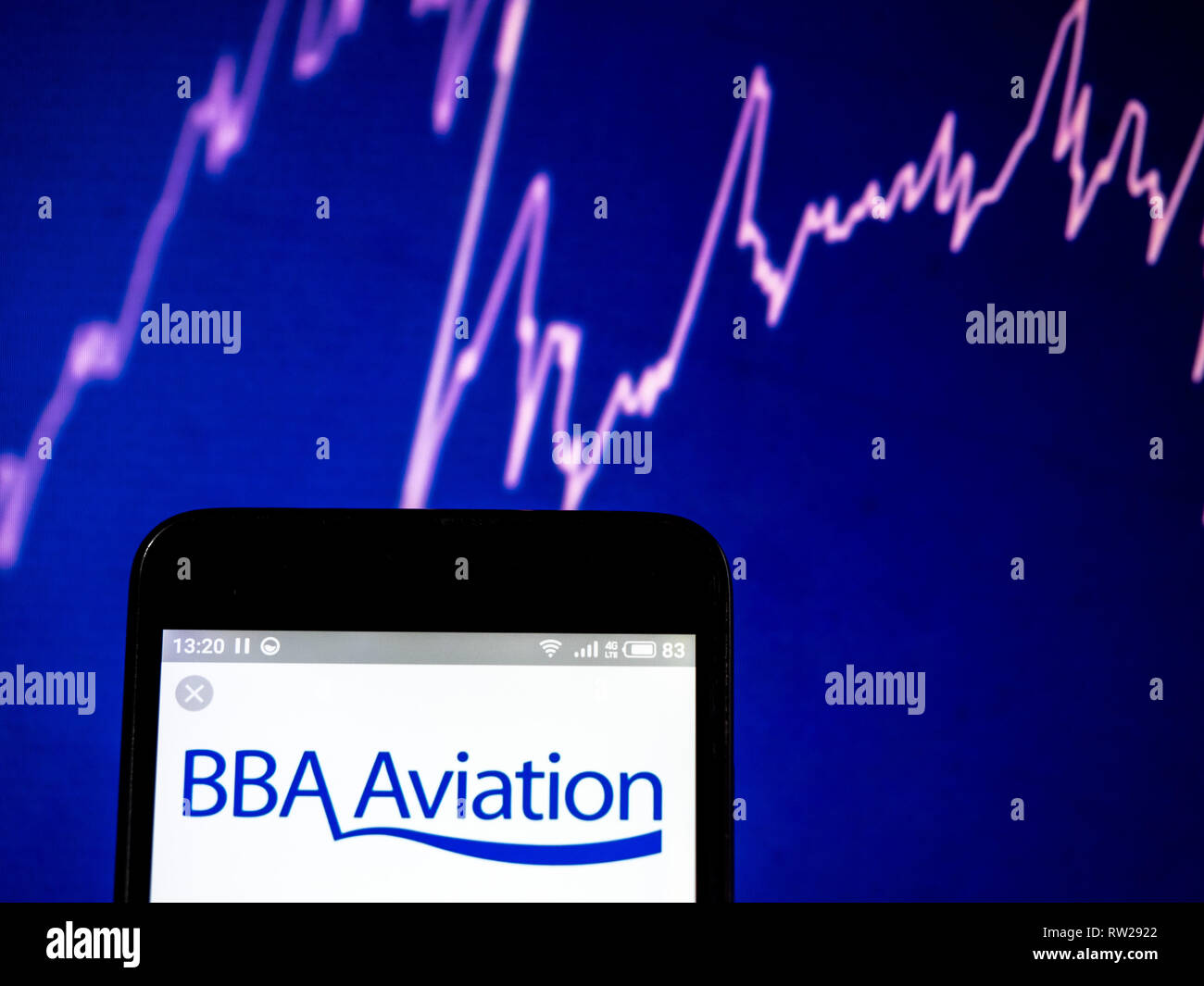 March 4, 2019 - Ukraine - BBA Aviation plc company logo seen displayed on a smart phone. (Credit Image: © Igor Golovniov/SOPA Images via ZUMA Wire) Stock Photo