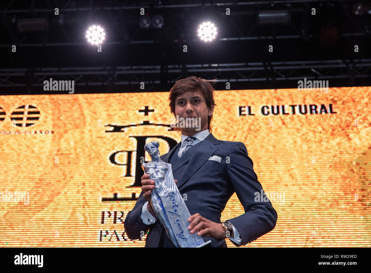 Madrid, Spain. 04th Mar, 2019. Andres Roca Rey with the prize in the event. Credit: Jesús Hellin/Alamy Live News Stock Photo