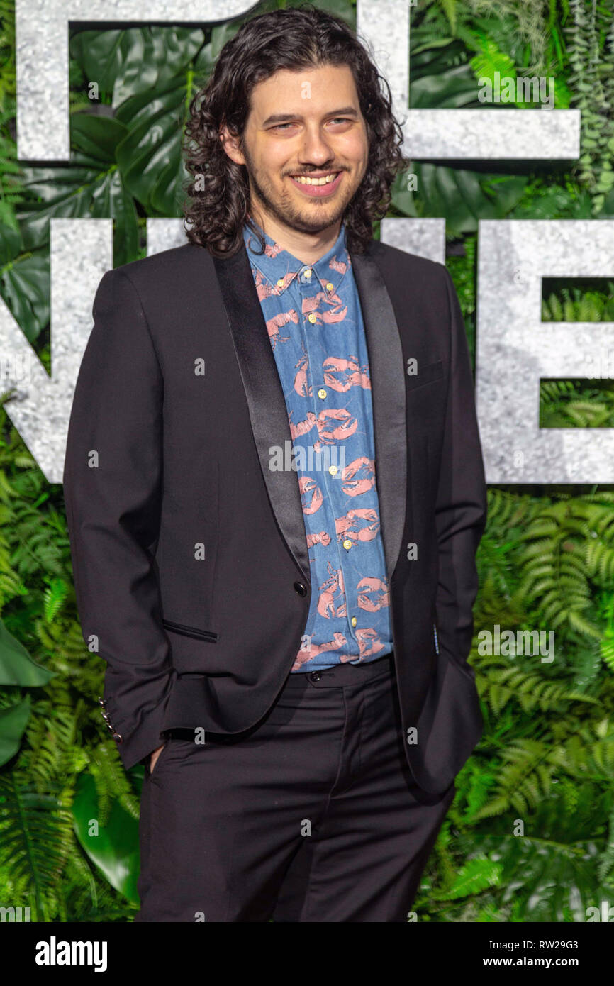 New York, New York, USA. 3rd March, 2019. Richard Vreeland (aka Disasterpeace) attends the world premiere of Netflix’s “Triple Frontier” at Jazz at Lincoln Center in New York City on March 3, 2019. Credit: Jeremy Burke/Alamy Live News Stock Photo
