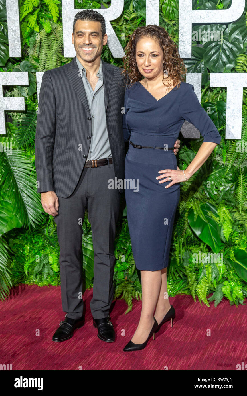 New York, New York, USA. 3rd March, 2019. Executive producer Anna Gerb and Michael Bederman attend the world premiere of Netflix’s “Triple Frontier” at Jazz at Lincoln Center in New York City on March 3, 2019. Credit: Jeremy Burke/Alamy Live News Stock Photo