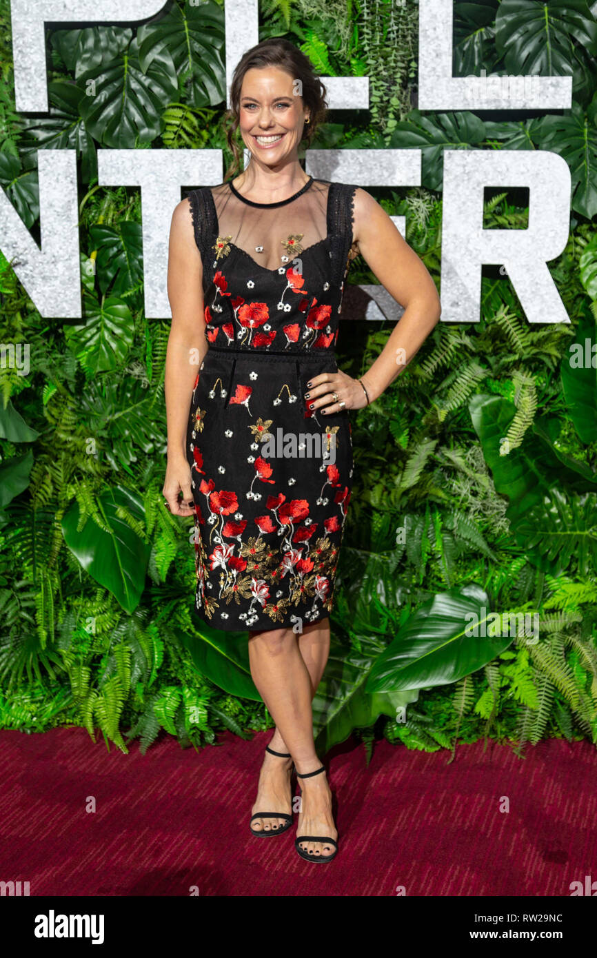 New York, New York, USA. 3rd March, 2019. Actress Ashley Williams attends the world premiere of Netflix’s “Triple Frontier” at Jazz at Lincoln Center in New York City on March 3, 2019. Credit: Jeremy Burke/Alamy Live News Stock Photo