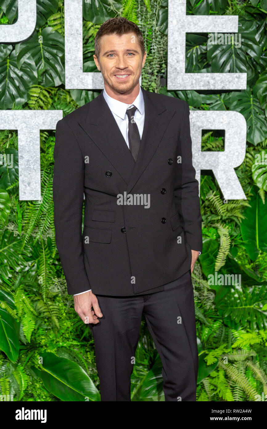 New York, New York, USA. 3rd March, 2019. Actor Garrett Hedlund attends the world premiere of Netflix’s “Triple Frontier” at Jazz at Lincoln Center in New York City on March 3, 2019. Credit: Jeremy Burke/Alamy Live News Stock Photo