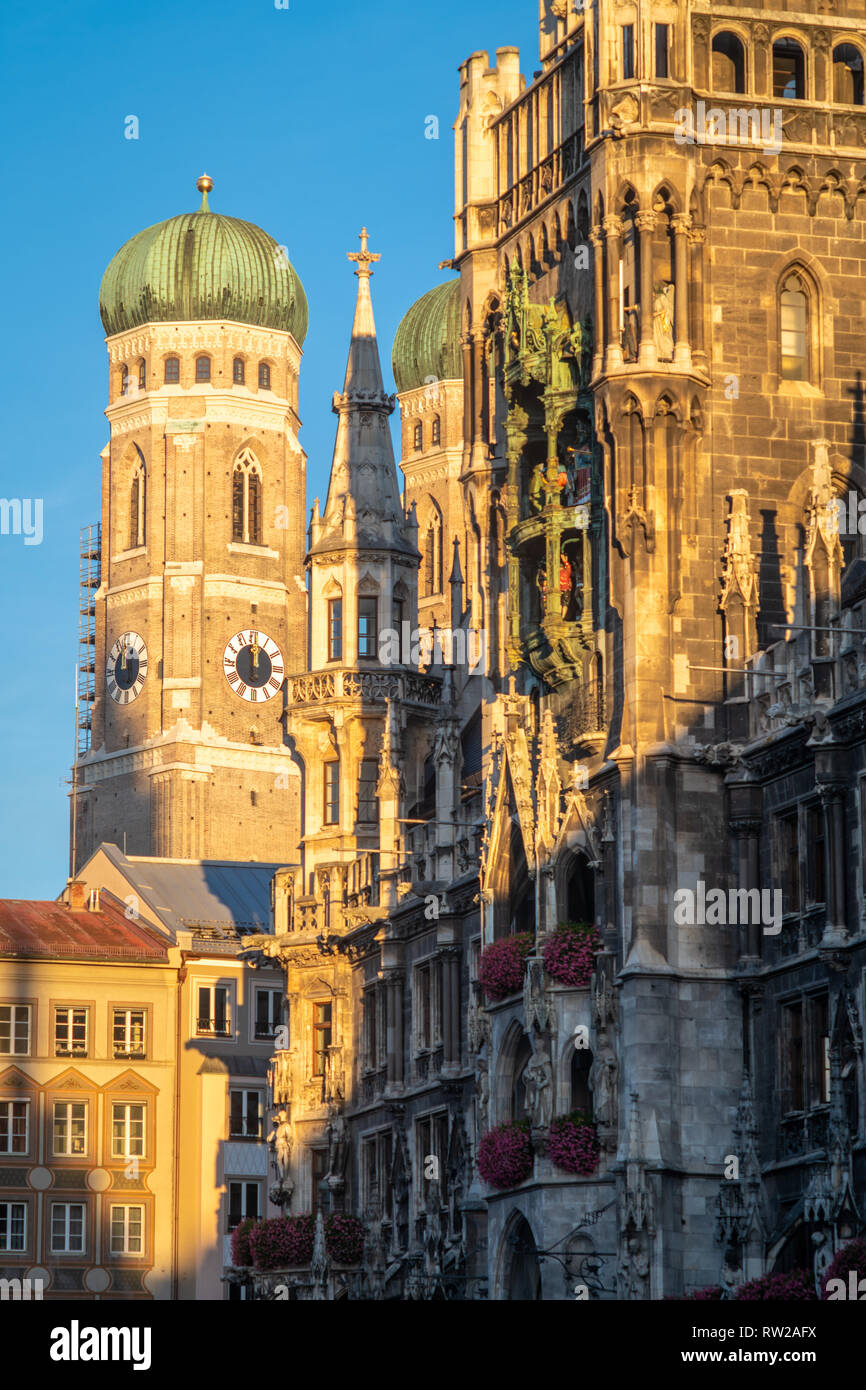 Rathaus a city hall building and its clocktower in the sunlight in ...