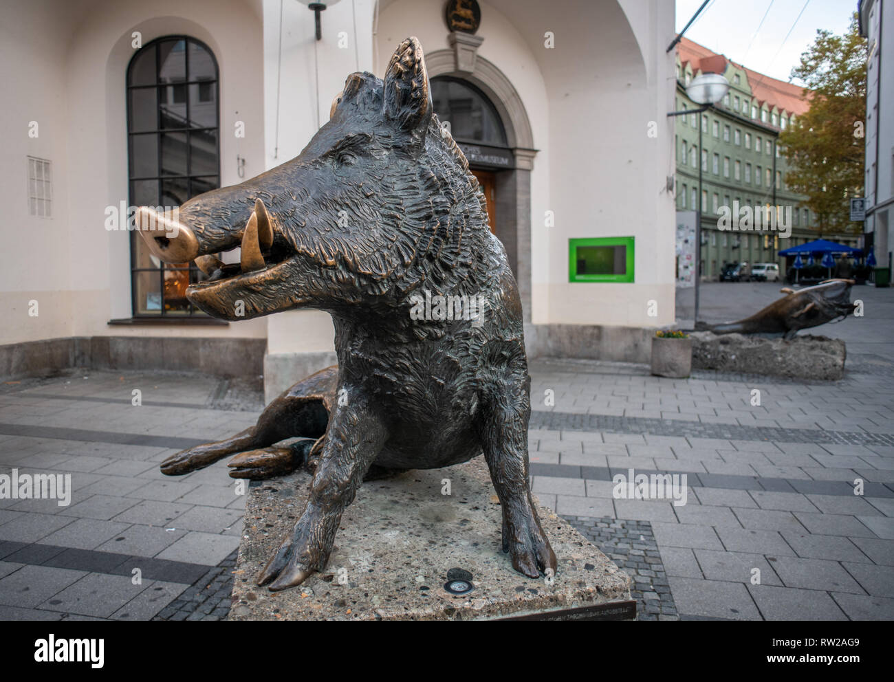 A boar statue with bronze tusk in Munich, Germany Stock Photo - Alamy