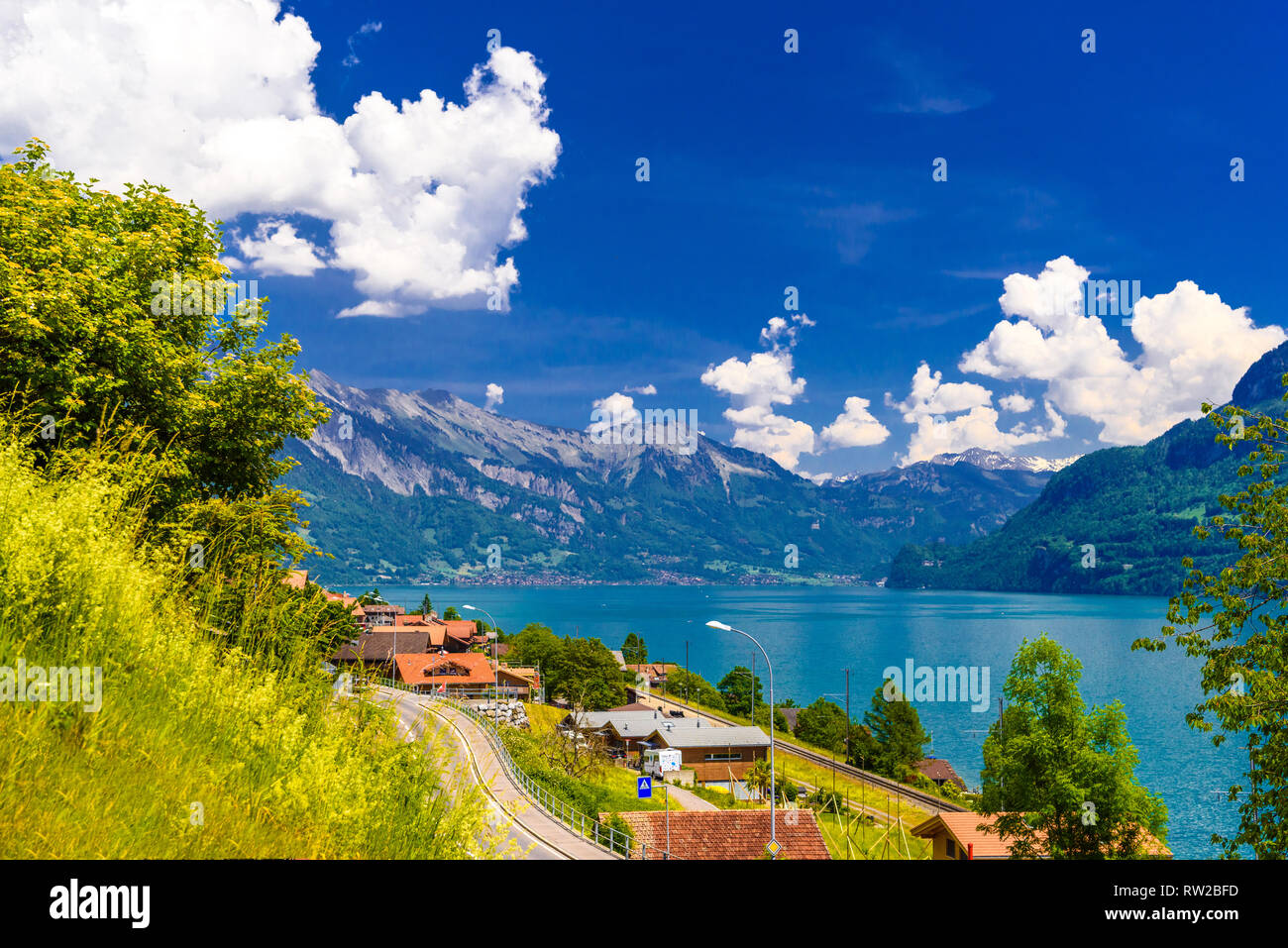 Lake Brienz, Oberried am Brienzersee, Interlaken-Oberhasli, Bern Switzerland Stock Photo