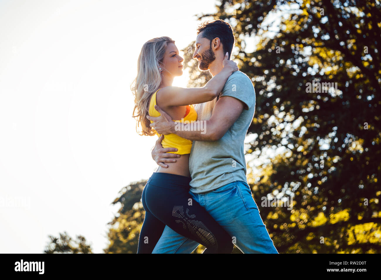 Professional dance couple showing how it should look like Stock Photo