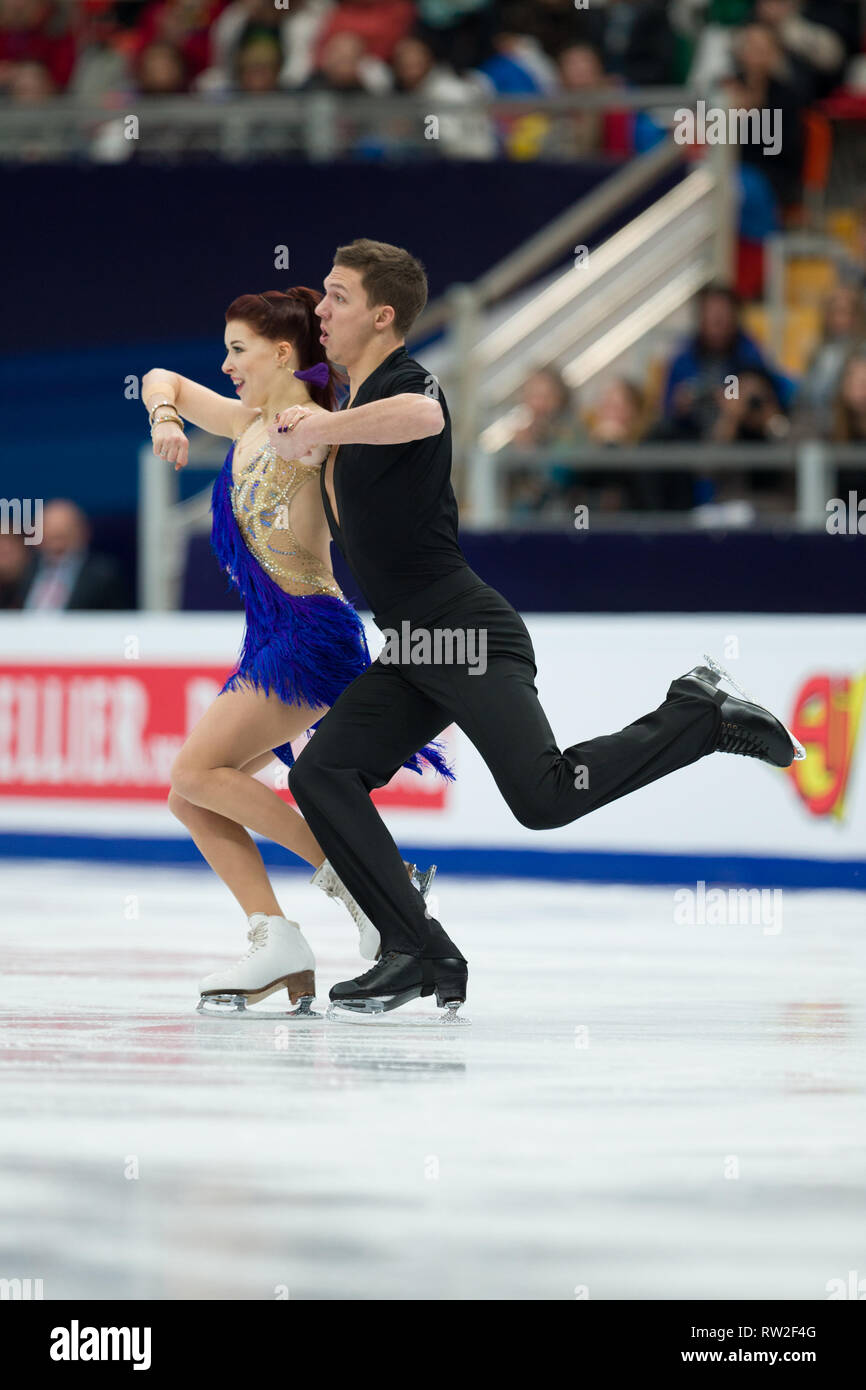 Ekaterina Bobrova and Dmitri Soloviev from Russia during 2018 European