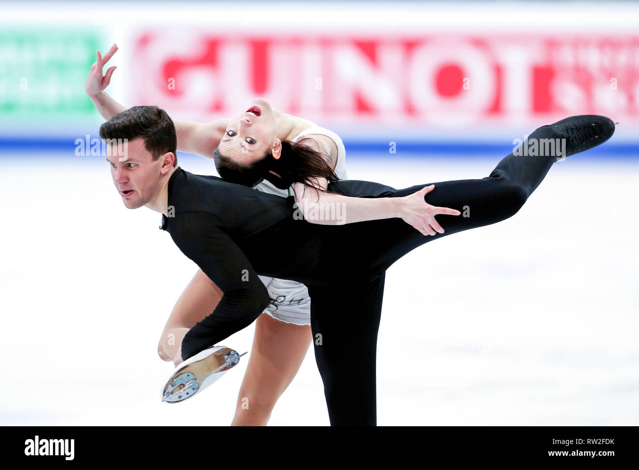 Charlène Guignard and Marco Fabbri from Italy during 2017 world figure skating championships Stock Photo