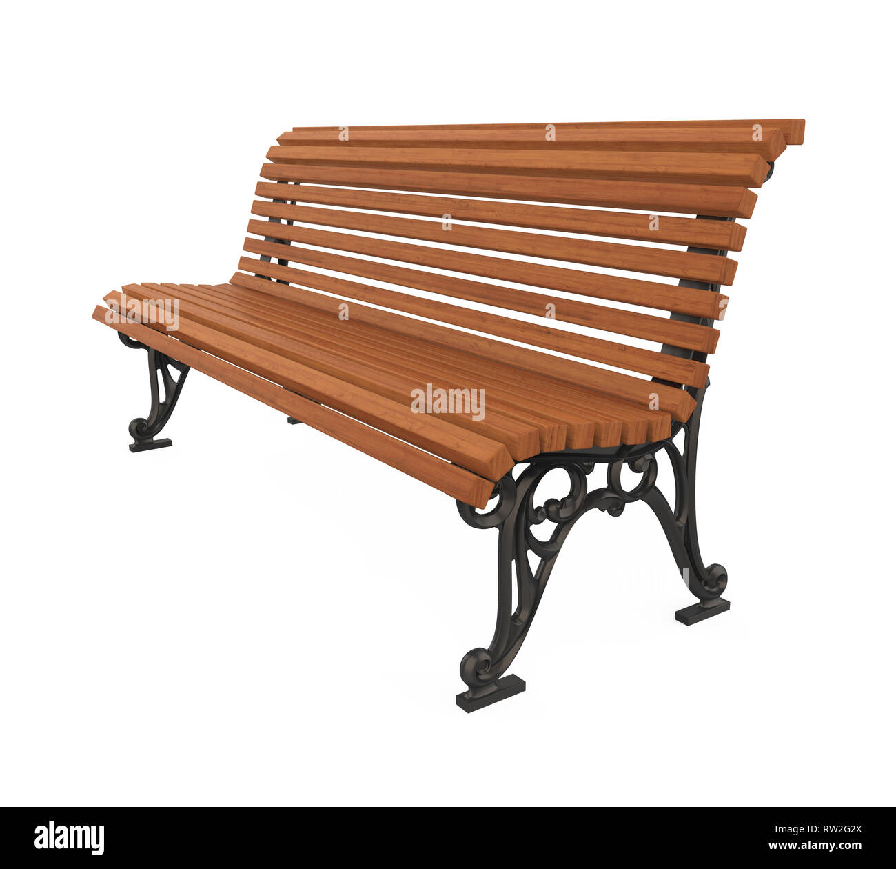 Wooden Park Bench Isolated Stock Photo Alamy