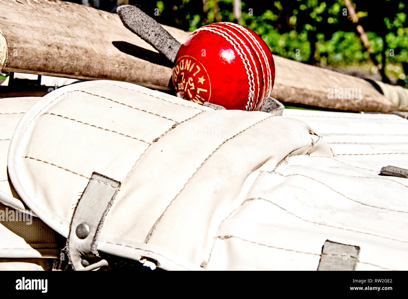 Equipment for Cricket; Cricketausrüstung Stock Photo