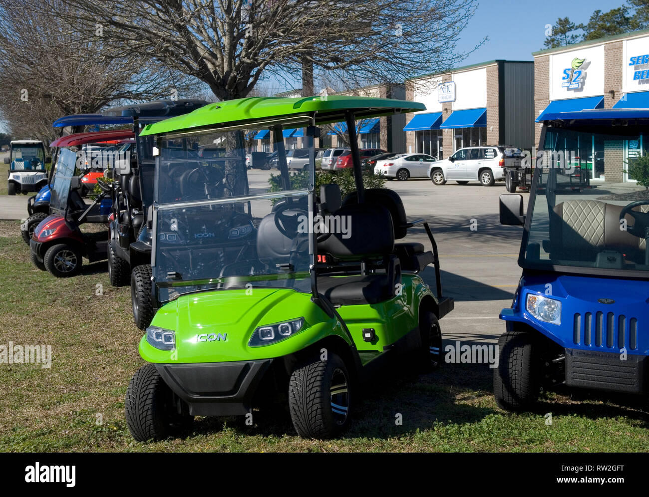 Golf cart retail store at Myrtle Beach, South Carolina USA Stock Photo