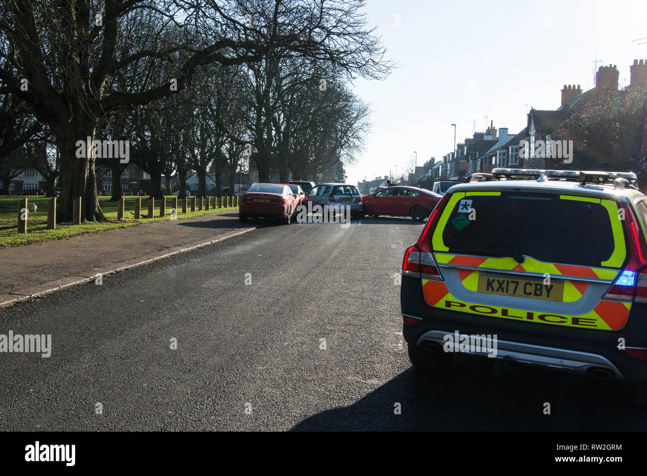 Police car accident Abington park Northampton UK Stock Photo Alamy
