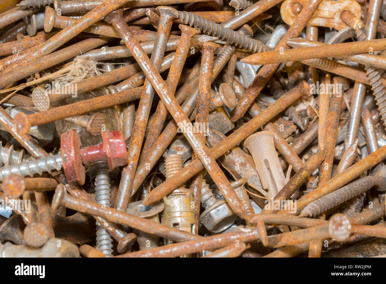 Rusty metal nails,Abstract metall background Rusty iron Stock Photo