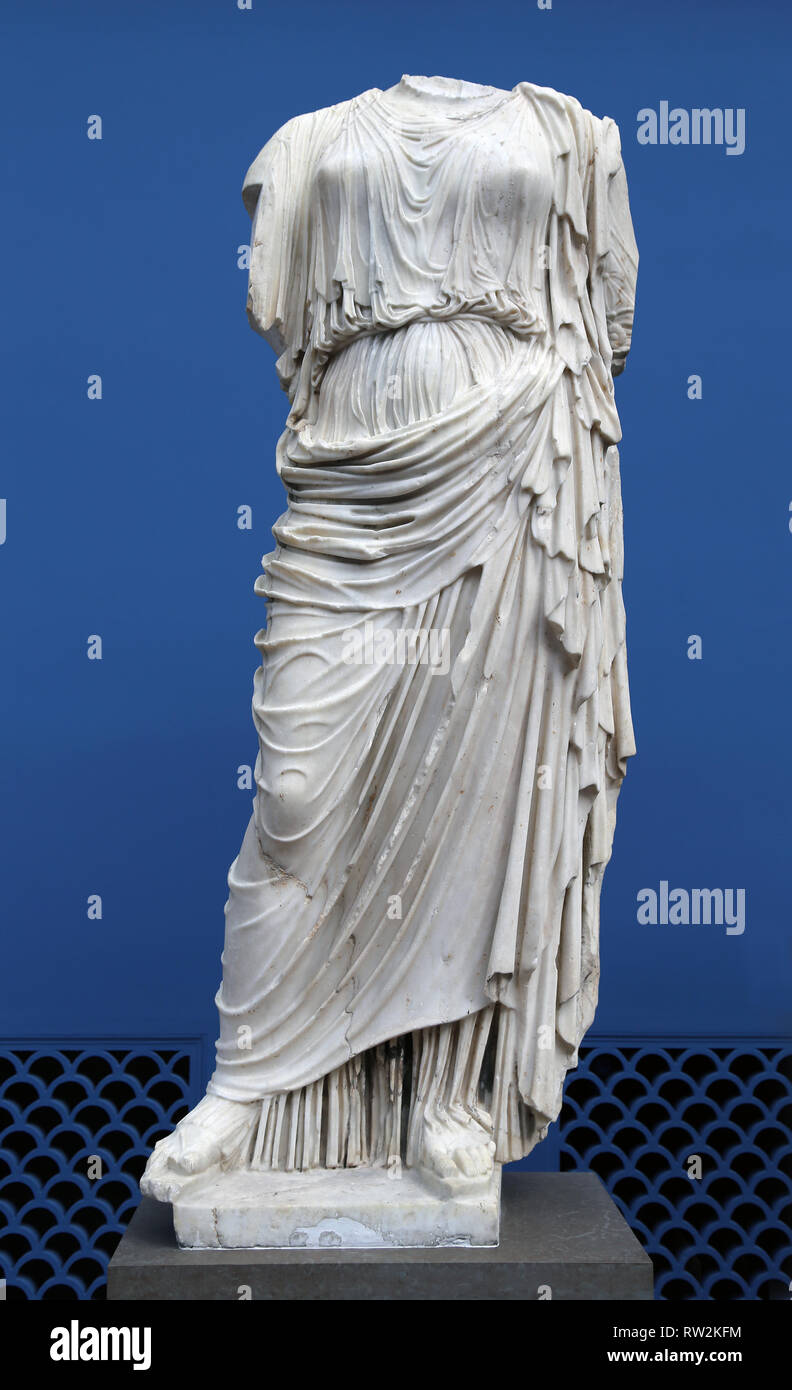 Nemesis, goddess. 2nd century AD. Early imperial-copy of the Greek original by Agorakritos of Paros statue (430 BC). Stock Photo