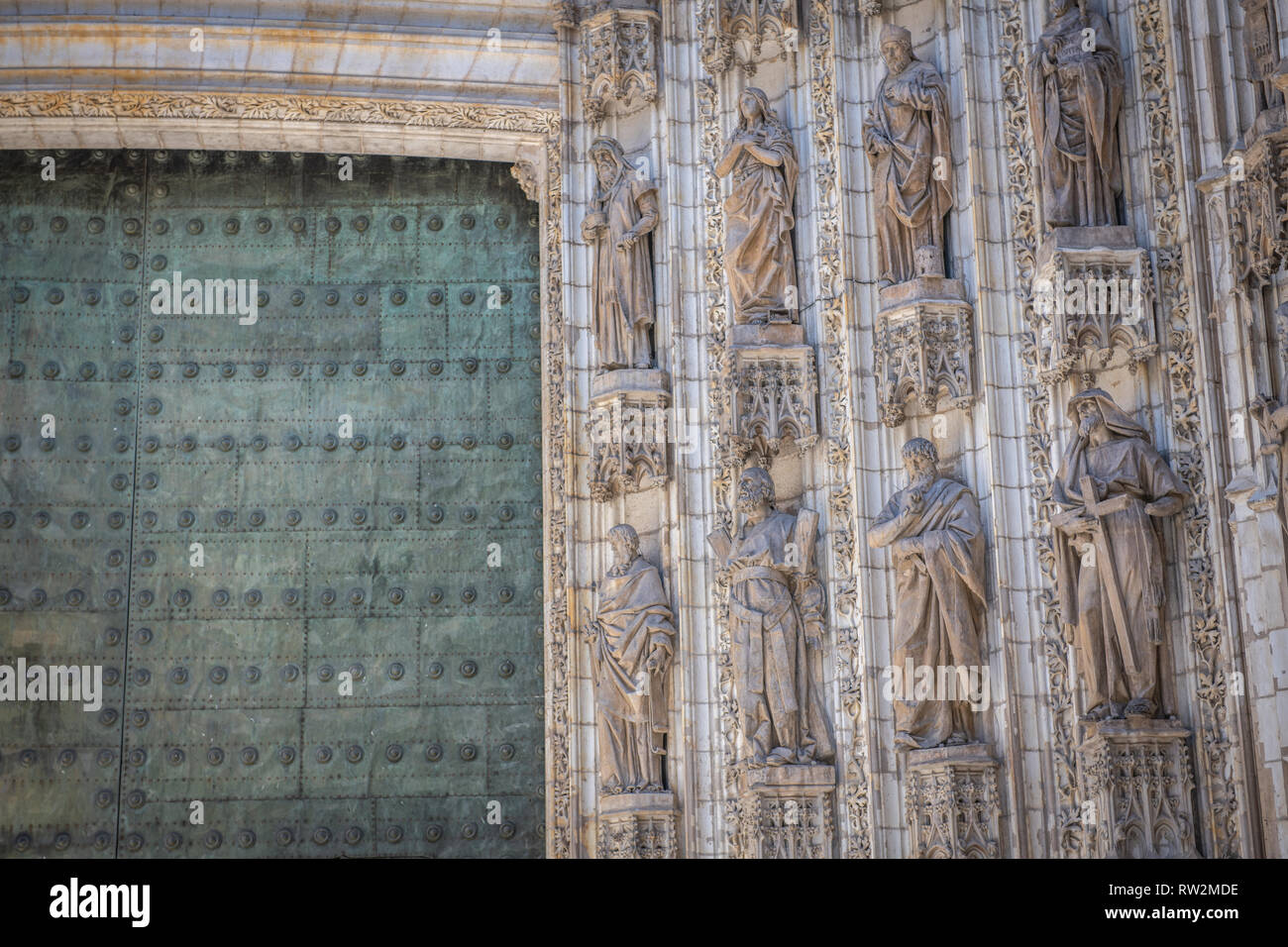 An ornately decorated Cathedral in Seville , Spain Stock Photo