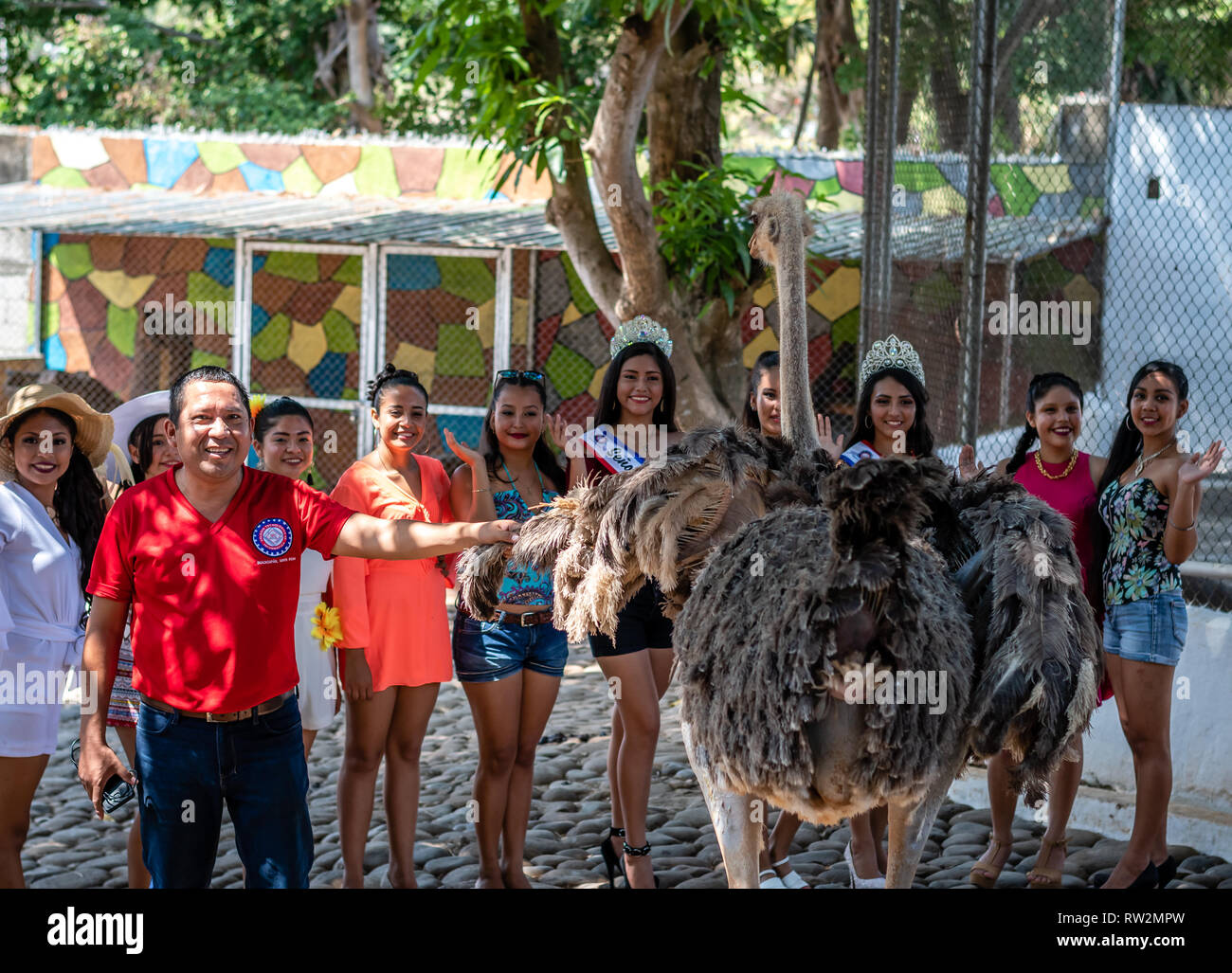 group photo of latin beauty pageant girls in Guatemala Stock Photo