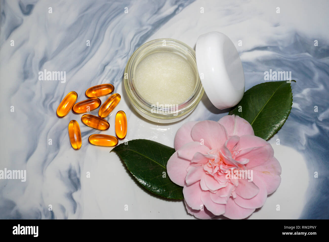 Homemade natural antiaging under eye cream with witamin E in glass cointainer Stock Photo Alamy