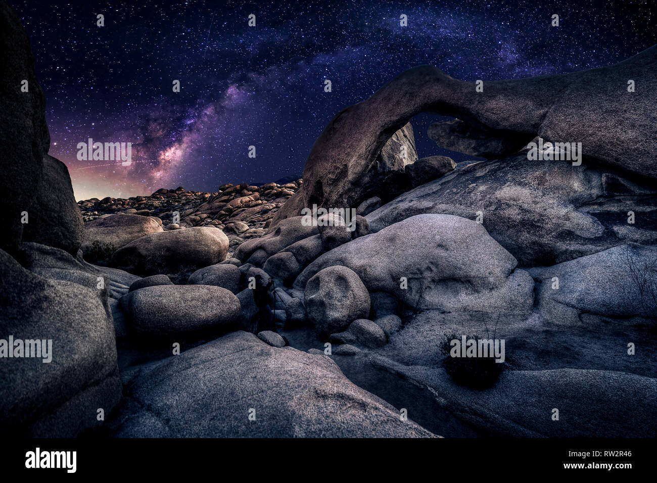 Photographer Doing Astro Photography In A Desert Nightscape With Milky Way Galaxy The Background Is Stary Celestial Bodies In Astronomy The Heaven Stock Photo Alamy