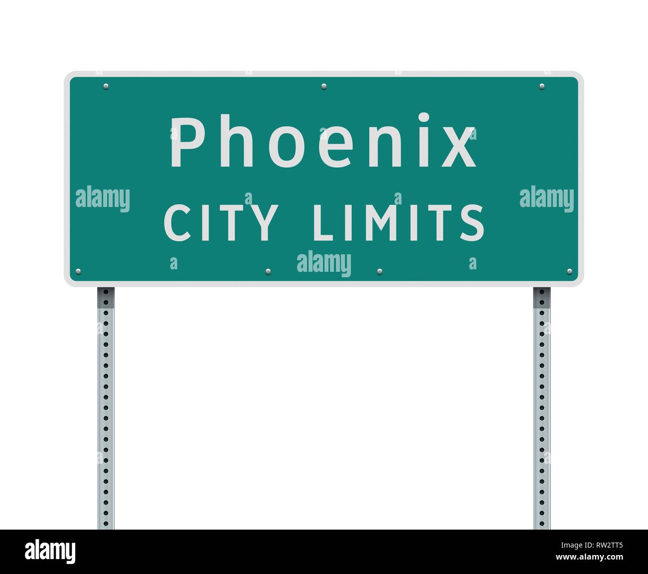 Vector illustration of the Phoenix City Limits green road sign Stock Vector